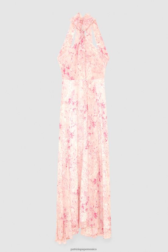 vestir mx Patrizia Pepe mujer vestido largo georgette flor rosa 66024R304