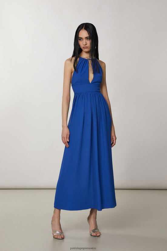 vestir mx Patrizia Pepe mujer vestido sin mangas con cuello redondo azul glamoroso 66024R253