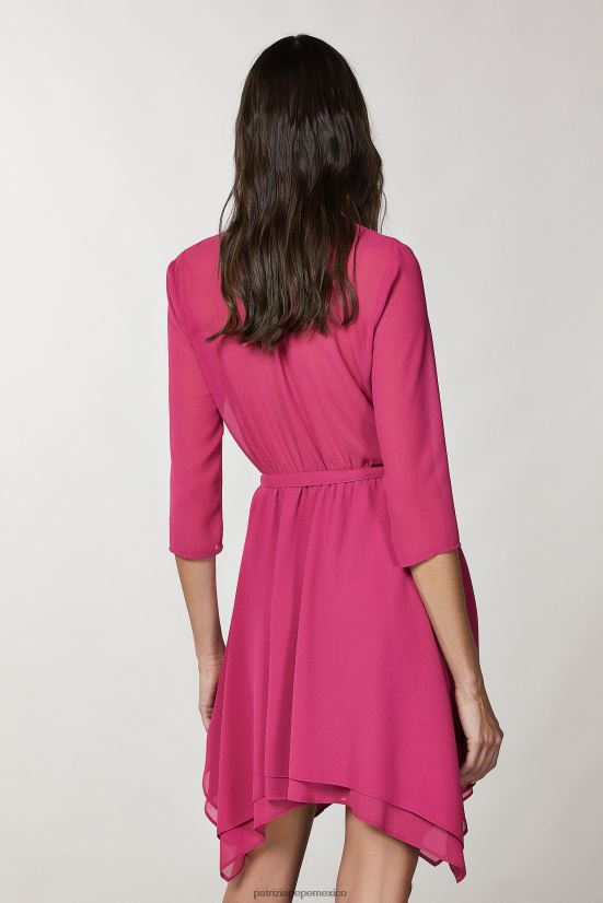 vestir mx Patrizia Pepe mujer vestido asimétrico de georgette ceremonia fucsia 66024R267