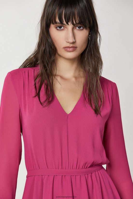 vestir mx Patrizia Pepe mujer vestido asimétrico de georgette ceremonia fucsia 66024R267