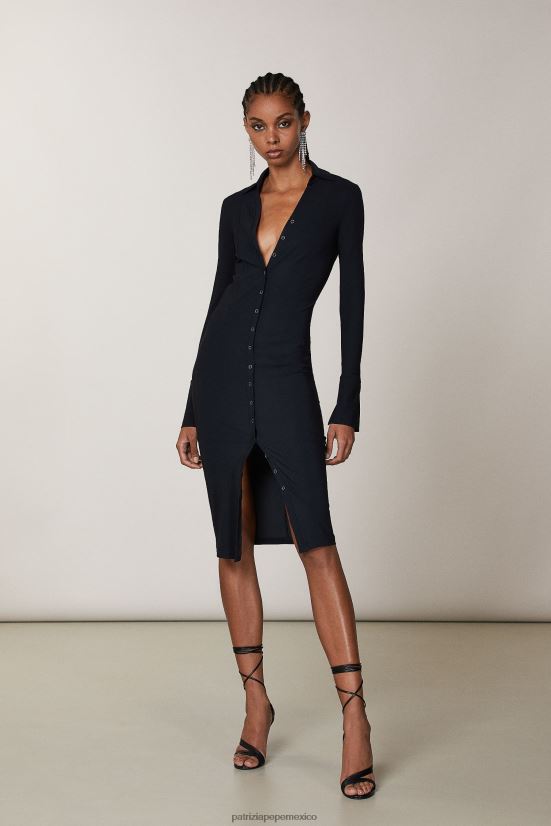 vestir mx Patrizia Pepe mujer vestido camisero delgado Nerón 66024R340
