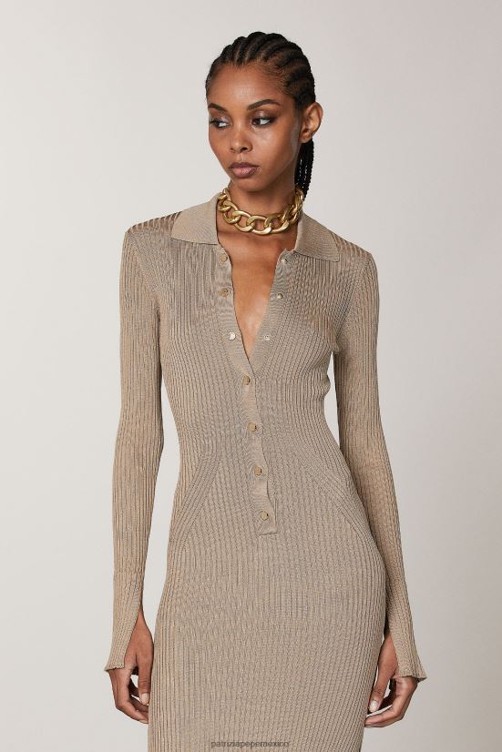 vestir mx Patrizia Pepe mujer vestido camisero midi beige de ensueño 66024R485