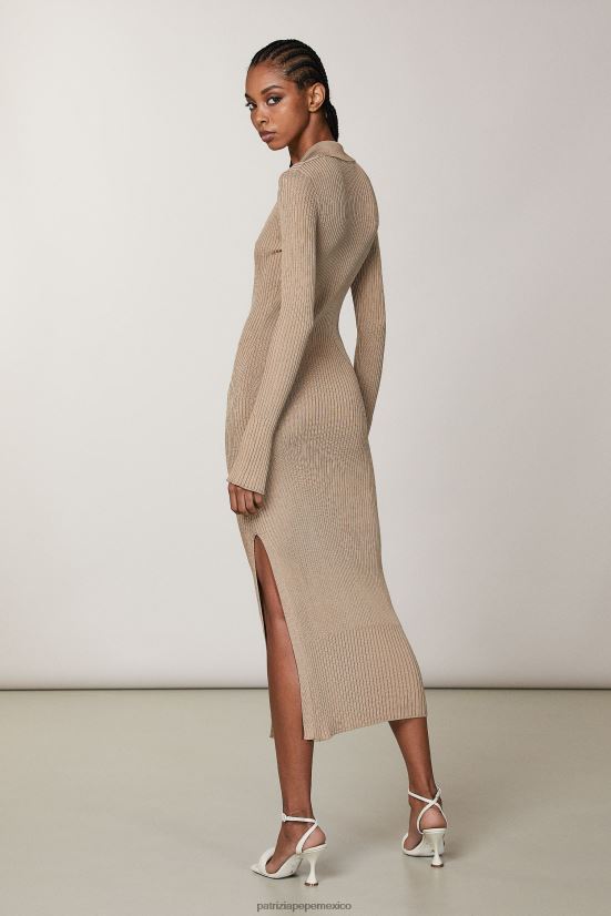 vestir mx Patrizia Pepe mujer vestido camisero midi beige de ensueño 66024R485