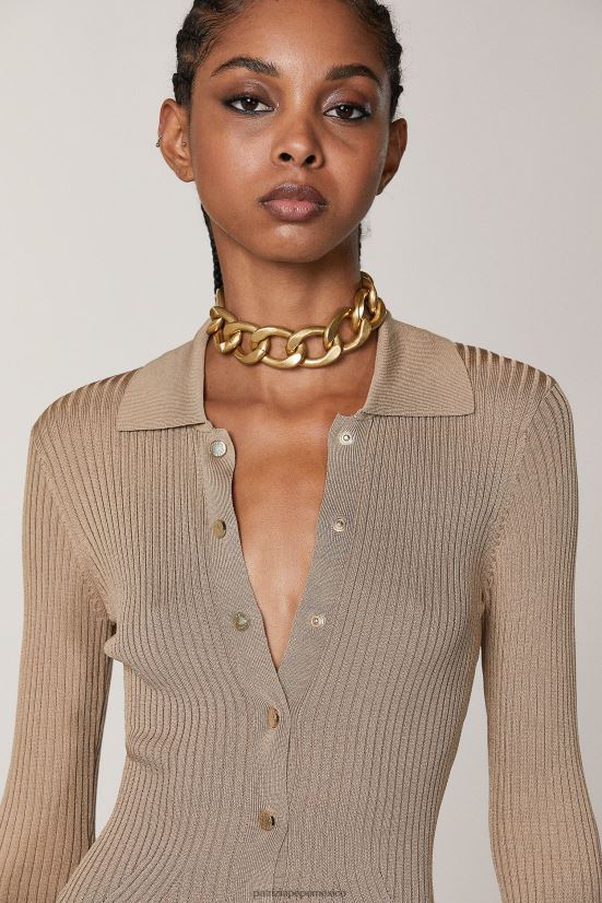 vestir mx Patrizia Pepe mujer vestido camisero midi beige de ensueño 66024R485