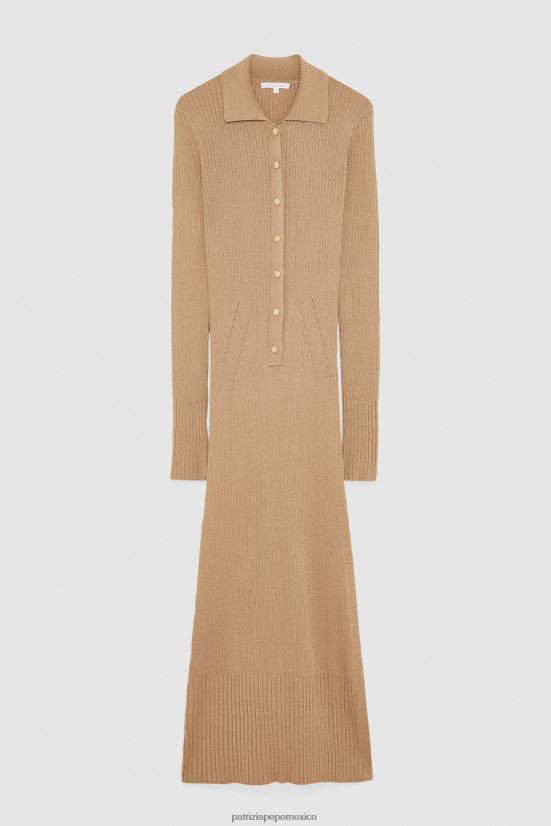 vestir mx Patrizia Pepe mujer vestido camisero midi beige de ensueño 66024R485