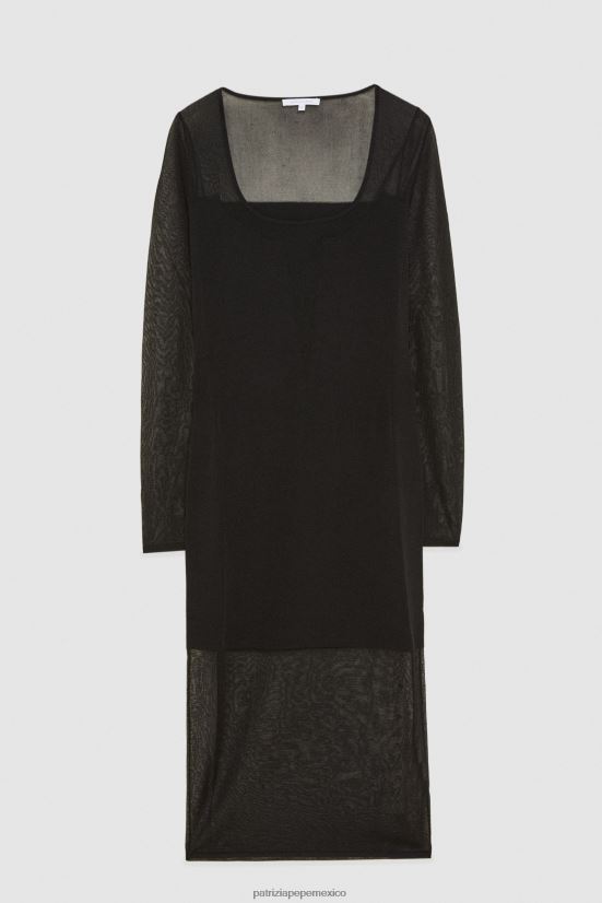 vestir mx Patrizia Pepe mujer vestido con detalles transparentes Nerón 66024R453