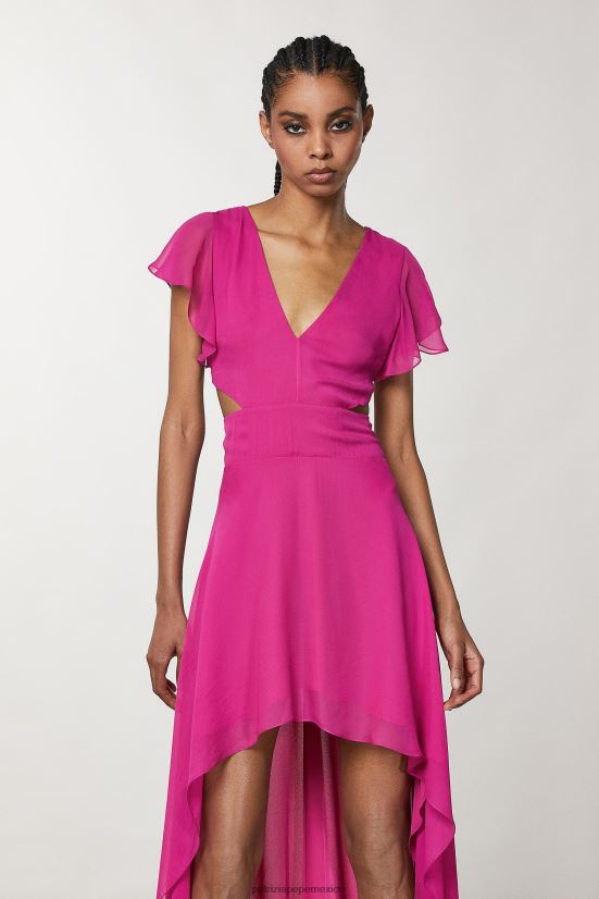 vestir mx Patrizia Pepe mujer vestido de gasa de viscosa flash fuxia 66024R70