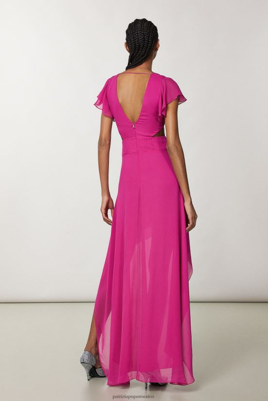 vestir mx Patrizia Pepe mujer vestido de gasa de viscosa flash fuxia 66024R70