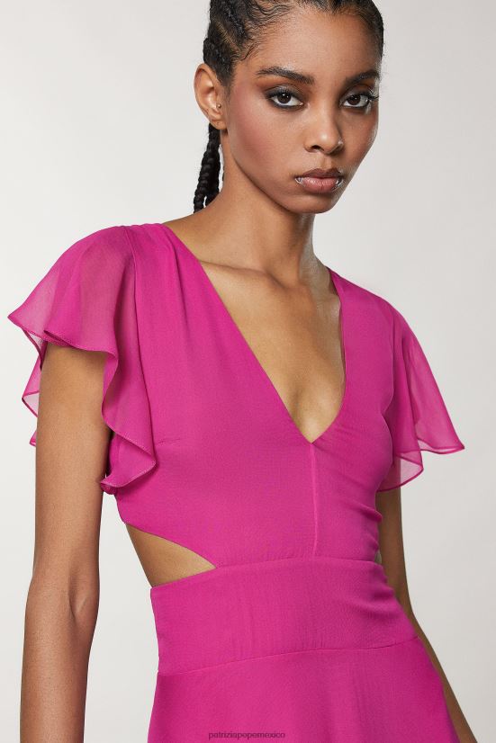 vestir mx Patrizia Pepe mujer vestido de gasa de viscosa flash fuxia 66024R70