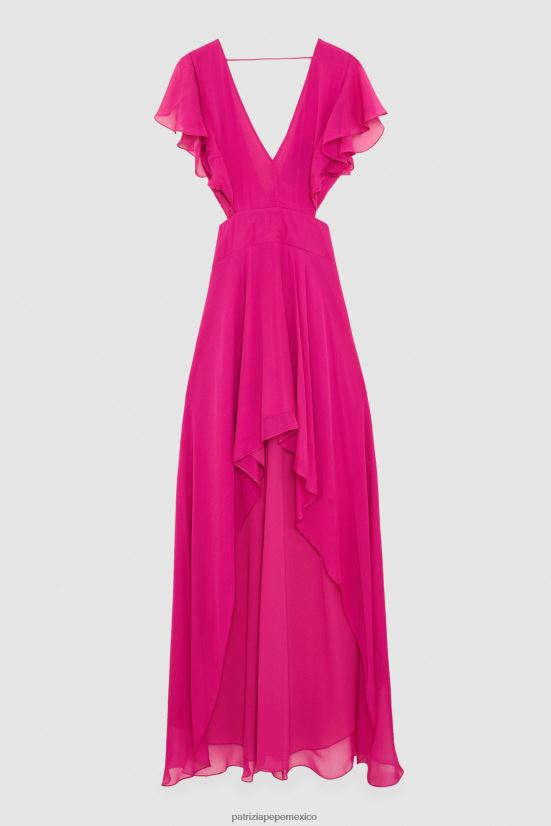 vestir mx Patrizia Pepe mujer vestido de gasa de viscosa flash fuxia 66024R70