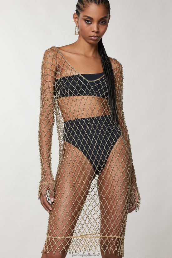 vestir mx Patrizia Pepe mujer vestido de malla con tachuelas red de oro 66024R236