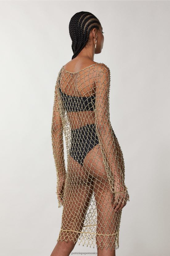 vestir mx Patrizia Pepe mujer vestido de malla con tachuelas red de oro 66024R236