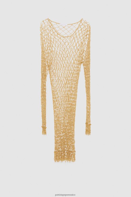 vestir mx Patrizia Pepe mujer vestido de malla con tachuelas red de oro 66024R236