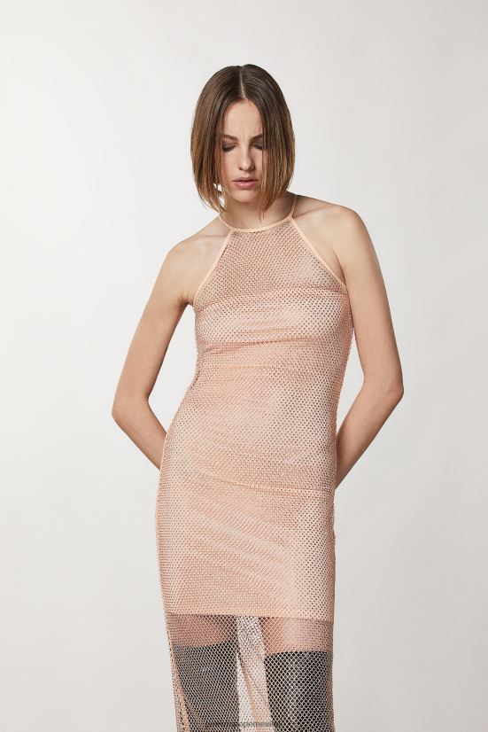vestir mx Patrizia Pepe mujer vestido de malla sin mangas con detalles de strass rubor astral 66024R61
