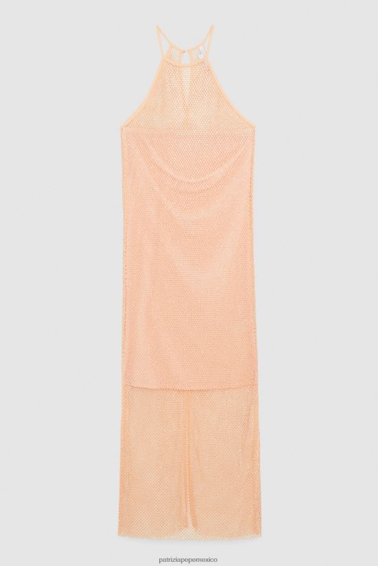 vestir mx Patrizia Pepe mujer vestido de malla sin mangas con detalles de strass rubor astral 66024R61
