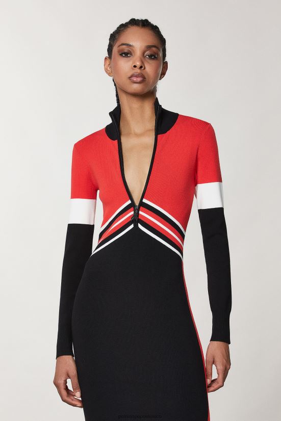 vestir mx Patrizia Pepe mujer vestido de manga larga biker negro/rojo rac. 66024R145