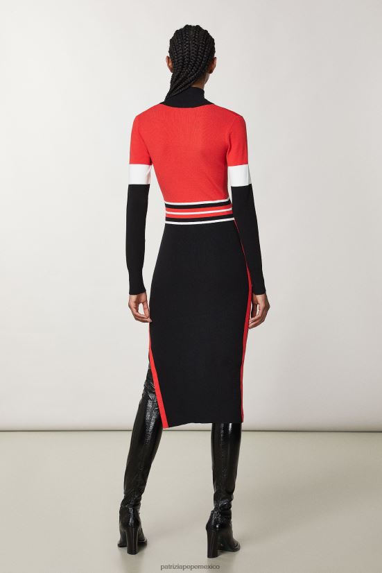 vestir mx Patrizia Pepe mujer vestido de manga larga biker negro/rojo rac. 66024R145