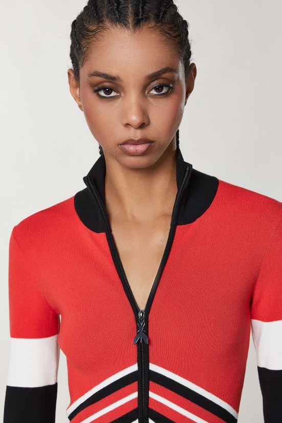 vestir mx Patrizia Pepe mujer vestido de manga larga biker negro/rojo rac. 66024R145