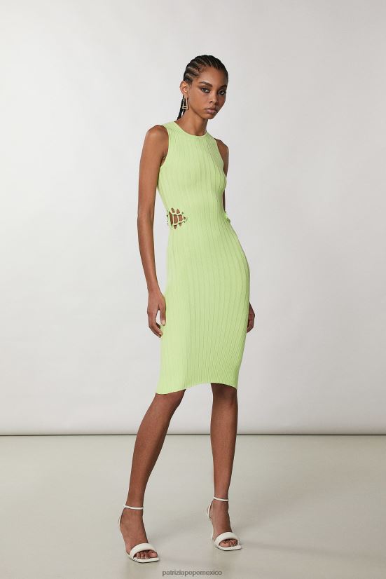 vestir mx Patrizia Pepe mujer vestido de punto de canalé con aberturas lima de verano 66024R331