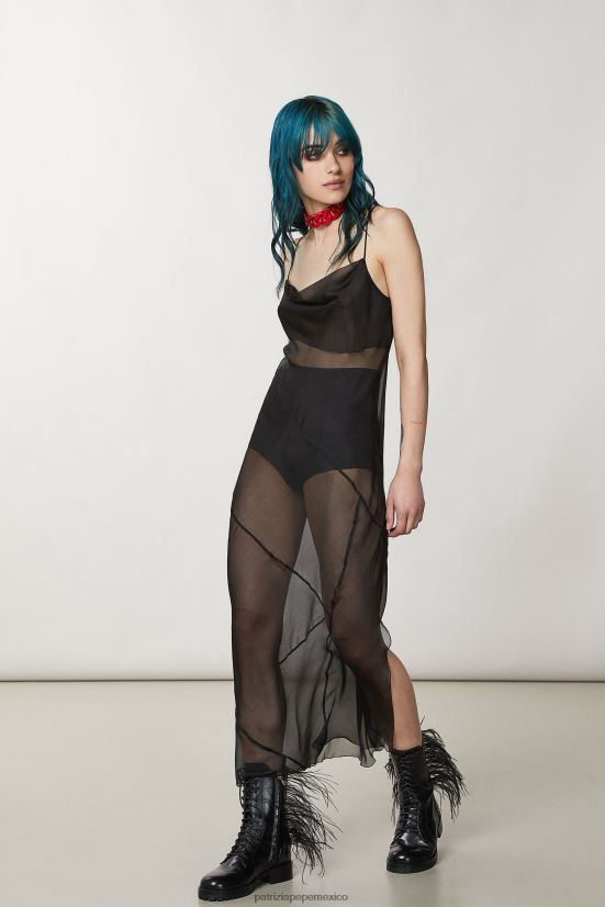 vestir mx Patrizia Pepe mujer vestido de seda transparente Nerón 66024R158