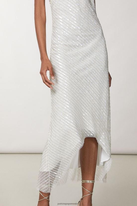 vestir mx Patrizia Pepe mujer vestido de tul ajustado blanco brillante 66024R66