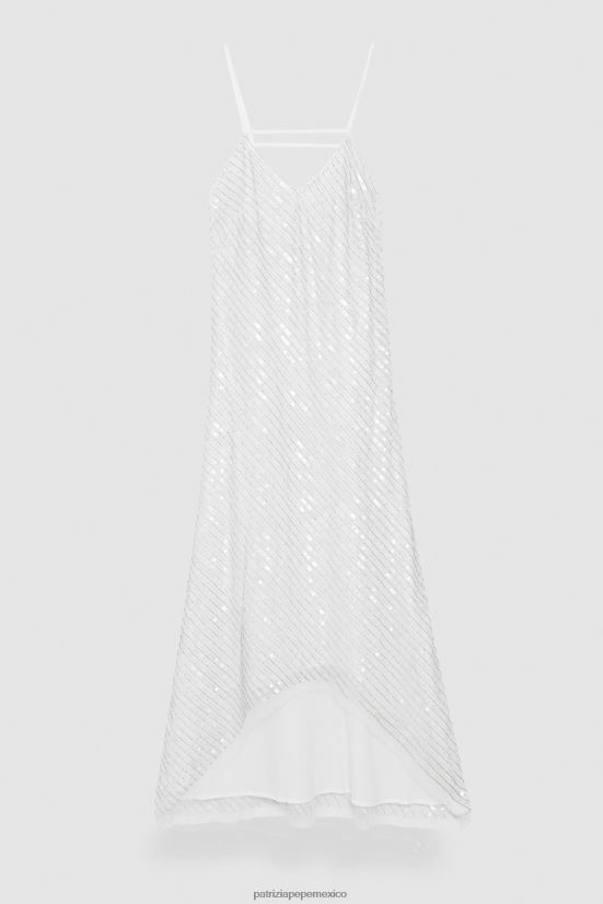 vestir mx Patrizia Pepe mujer vestido de tul ajustado blanco brillante 66024R66