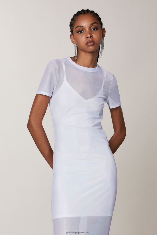 vestir mx Patrizia Pepe mujer vestido de tul blanco iridiscente 66024R378