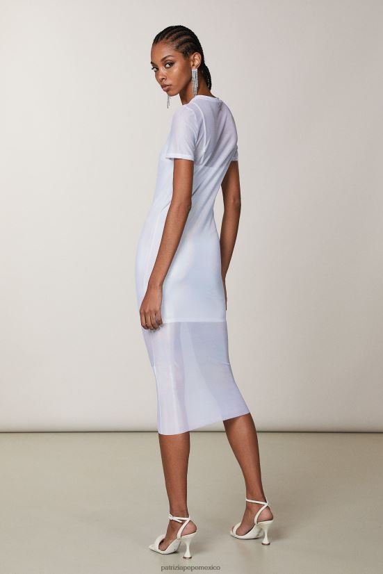 vestir mx Patrizia Pepe mujer vestido de tul blanco iridiscente 66024R378