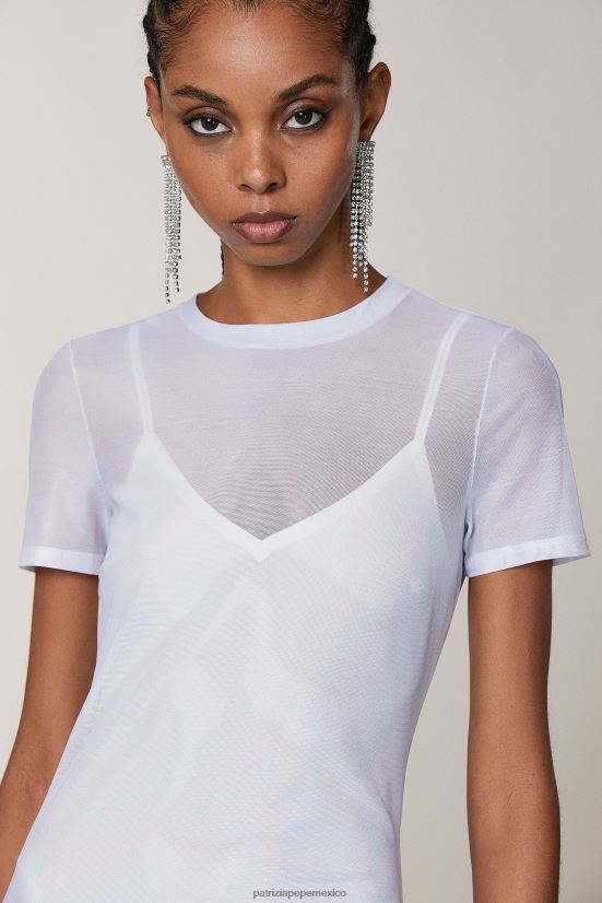 vestir mx Patrizia Pepe mujer vestido de tul blanco iridiscente 66024R378