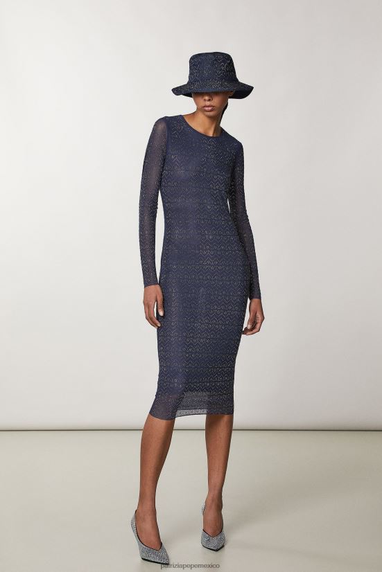 vestir mx Patrizia Pepe mujer vestido de tul con strass monograma azul y strass 66024R362