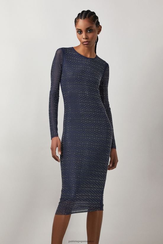 vestir mx Patrizia Pepe mujer vestido de tul con strass monograma azul y strass 66024R362