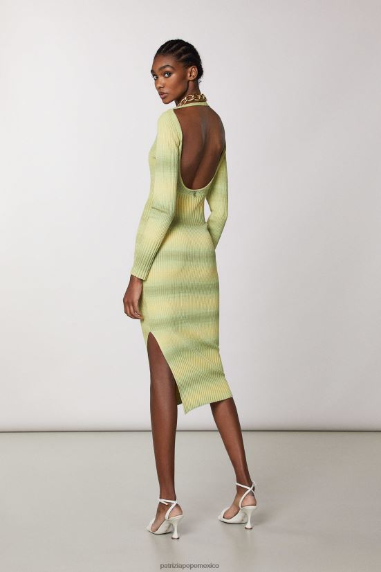 vestir mx Patrizia Pepe mujer vestido de viscosa acanalado degradación de cal soleada 66024R455