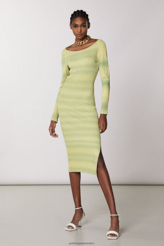 vestir mx Patrizia Pepe mujer vestido de viscosa acanalado degradación de cal soleada 66024R455