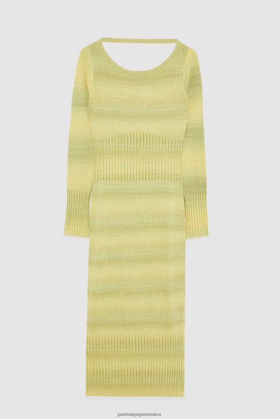 vestir mx Patrizia Pepe mujer vestido de viscosa acanalado degradación de cal soleada 66024R455