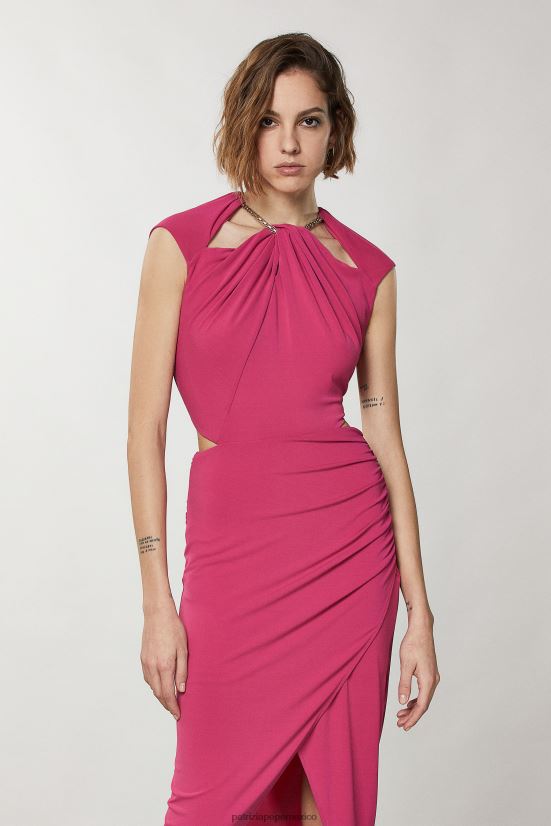 vestir mx Patrizia Pepe mujer vestido elegante con aberturas ceremonia fucsia 66024R305