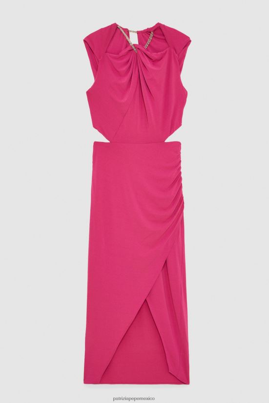 vestir mx Patrizia Pepe mujer vestido elegante con aberturas ceremonia fucsia 66024R305