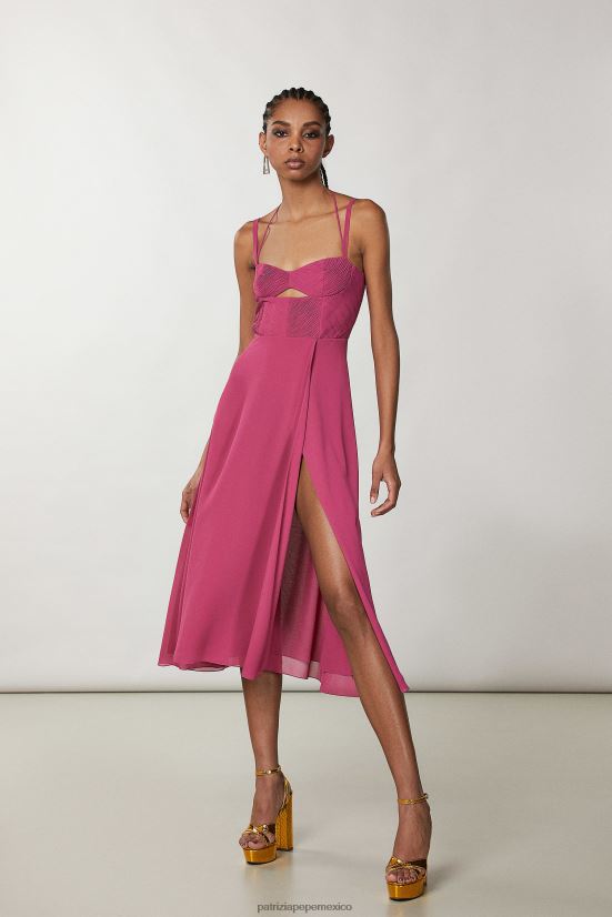 vestir mx Patrizia Pepe mujer vestido estilo bustier holgado ceremonia fucsia 66024R269