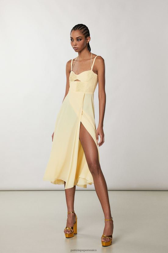 vestir mx Patrizia Pepe mujer vestido estilo bustier holgado claridad amarilla 66024R298