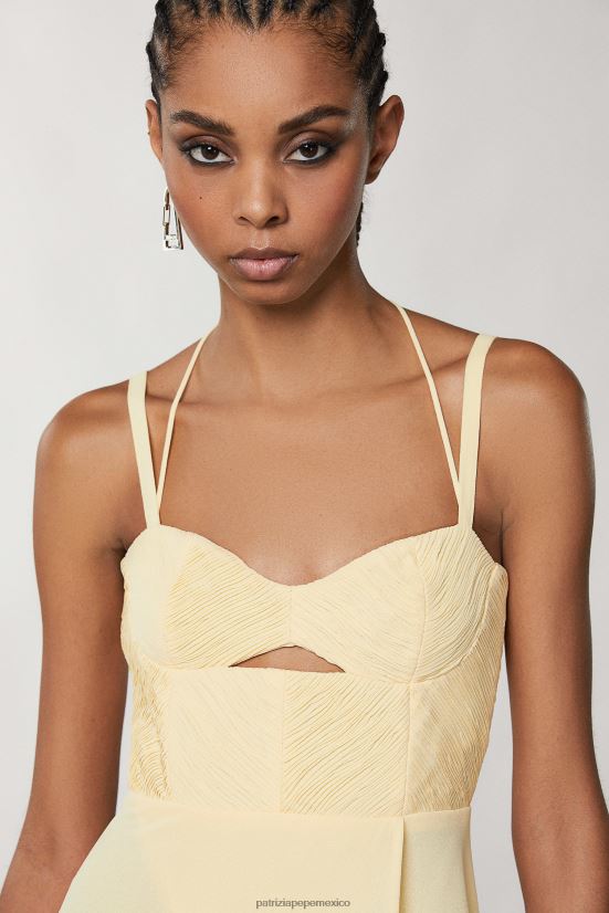 vestir mx Patrizia Pepe mujer vestido estilo bustier holgado claridad amarilla 66024R298