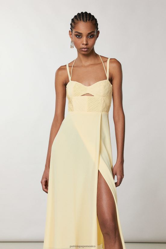 vestir mx Patrizia Pepe mujer vestido estilo bustier holgado claridad amarilla 66024R298