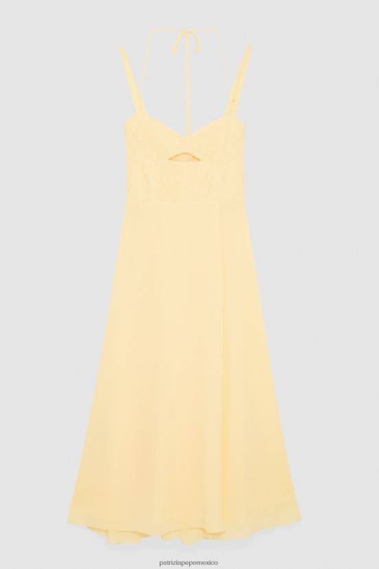 vestir mx Patrizia Pepe mujer vestido estilo bustier holgado claridad amarilla 66024R298