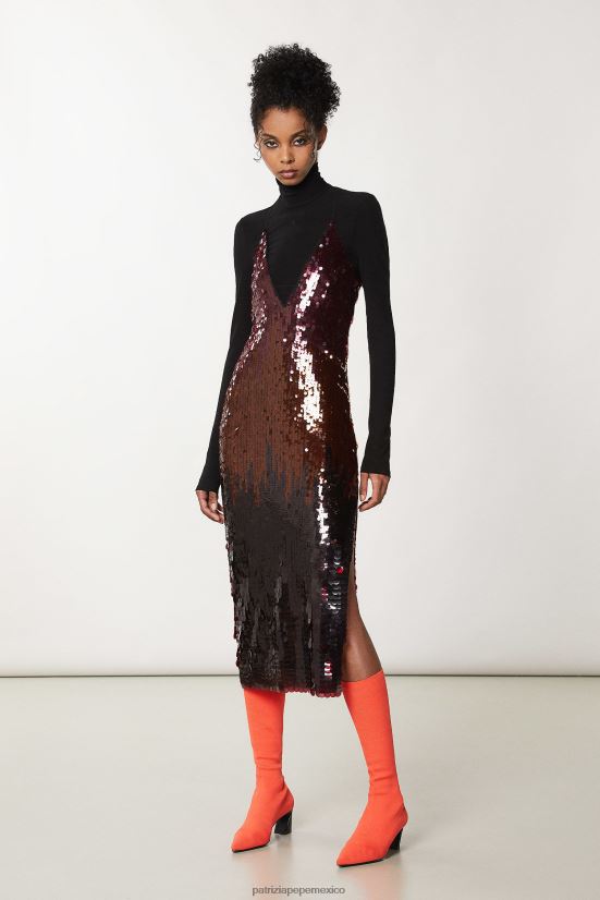 vestir mx Patrizia Pepe mujer vestido largo de tul con lentejuelas las lentejuelas se degradan 66024R639