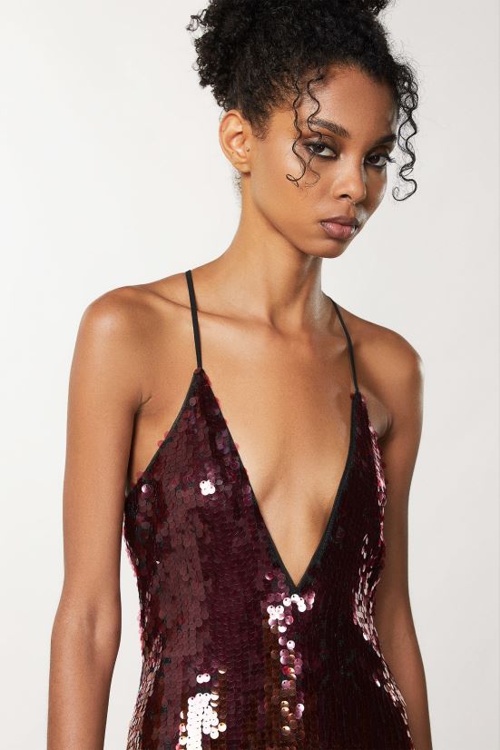 vestir mx Patrizia Pepe mujer vestido largo de tul con lentejuelas las lentejuelas se degradan 66024R639