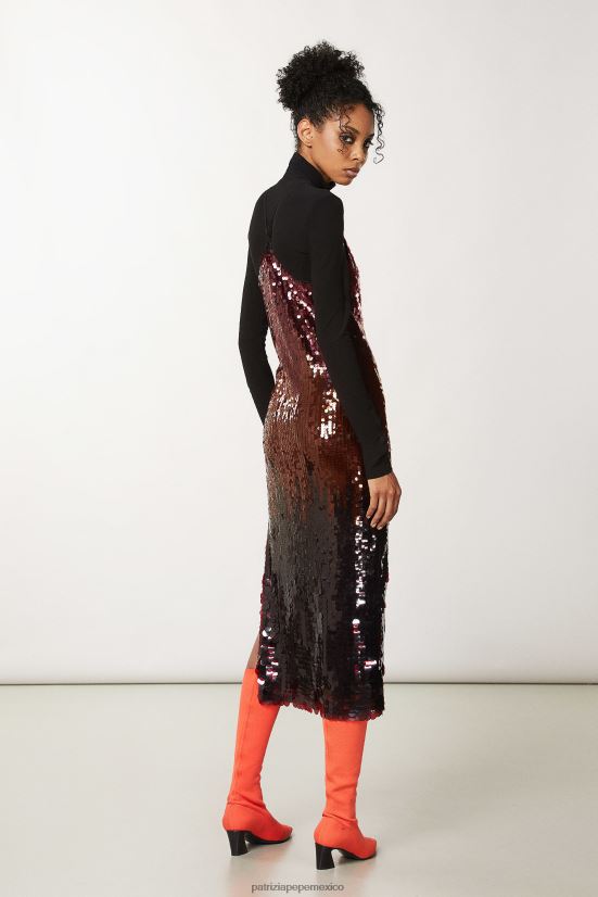 vestir mx Patrizia Pepe mujer vestido largo de tul con lentejuelas las lentejuelas se degradan 66024R639
