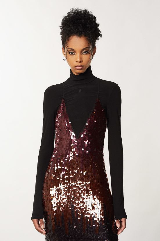vestir mx Patrizia Pepe mujer vestido largo de tul con lentejuelas las lentejuelas se degradan 66024R639