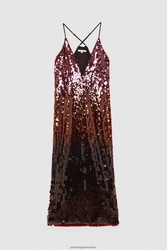 vestir mx Patrizia Pepe mujer vestido largo de tul con lentejuelas las lentejuelas se degradan 66024R639