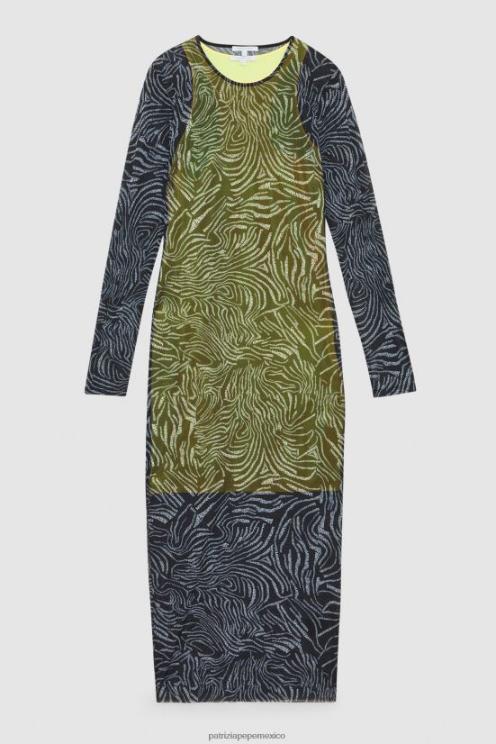 vestir mx Patrizia Pepe mujer vestido largo de tul elástico logotipo negro 66024R117