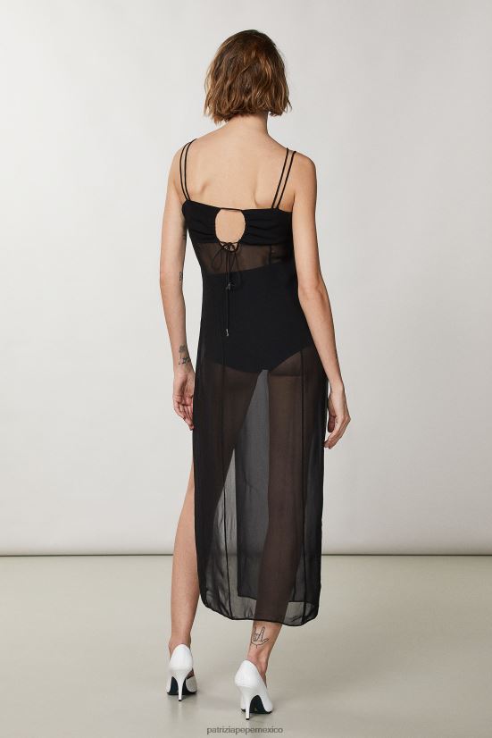 vestir mx Patrizia Pepe mujer vestido lencero midi Nerón 66024R293