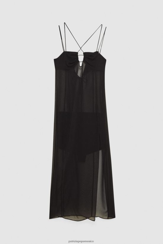 vestir mx Patrizia Pepe mujer vestido lencero midi Nerón 66024R293