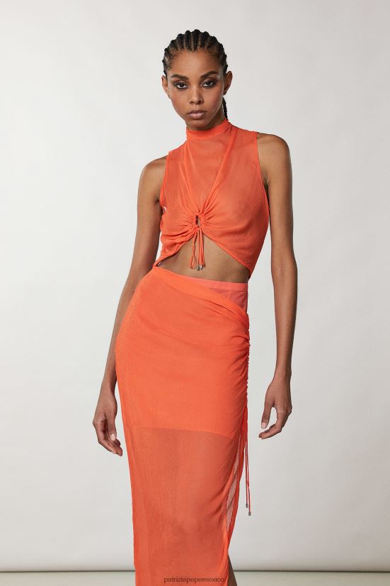 vestir mx Patrizia Pepe mujer vestido midi con aberturas coral intenso 66024R352